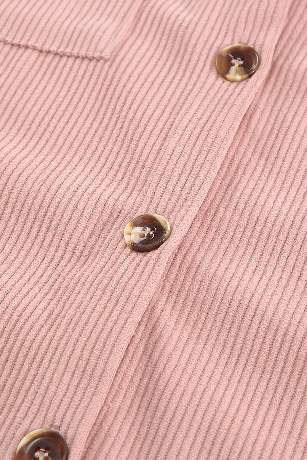 Hazel Blues® | Pocketed Button Ribbed Textured Shacket