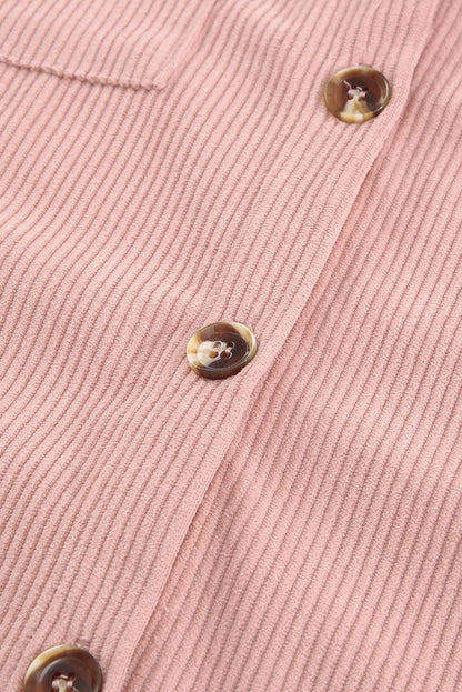 Hazel Blues® | Pocketed Button Ribbed Textured Shacket