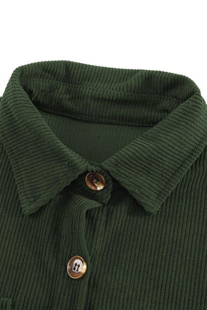 Hazel Blues® | Pocketed Button Ribbed Textured Shacket