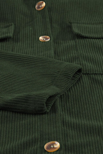 Hazel Blues® | Pocketed Button Ribbed Textured Shacket
