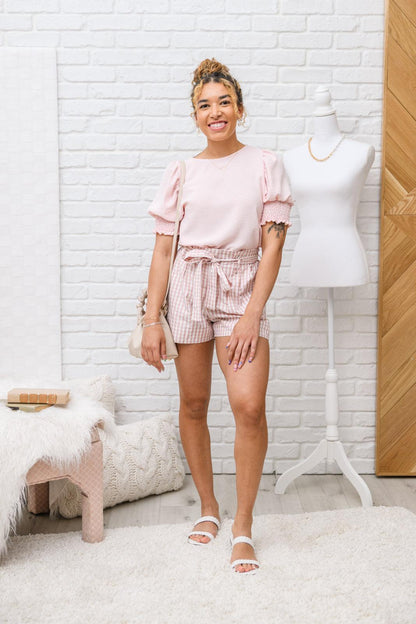 Hazel Blues® | Prim & Pretty Gingham Tie Shorts