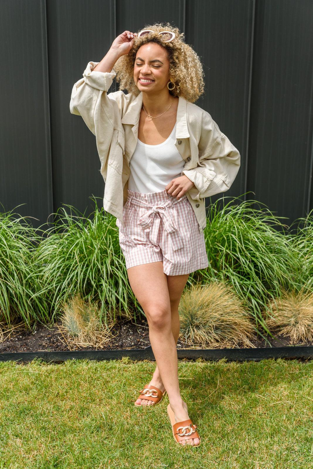 Hazel Blues® | Prim & Pretty Gingham Tie Shorts