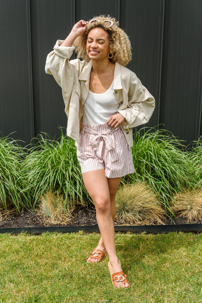 Hazel Blues® | Prim & Pretty Gingham Tie Shorts