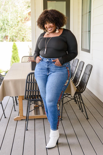 Hazel Blues® | Rio Western Print Relaxed Jeans