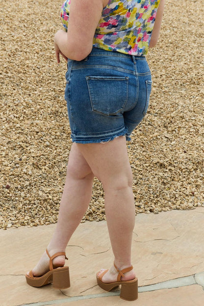Hazel Blues® |  RISEN Maya Mid Rise Asymetrical Shorts