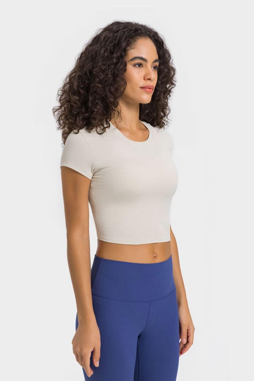 Hazel Blues® | Round Neck Short Sleeve Cropped Sports T-Shirt