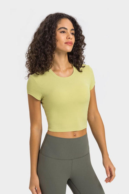 Hazel Blues® | Round Neck Short Sleeve Cropped Sports T-Shirt