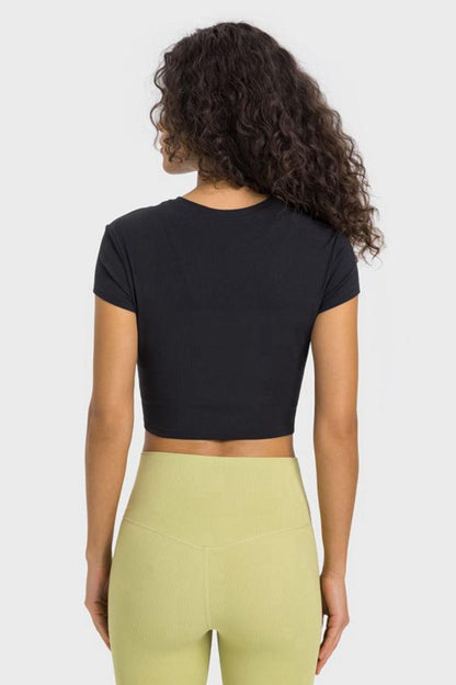 Hazel Blues® | Round Neck Short Sleeve Cropped Sports T-Shirt