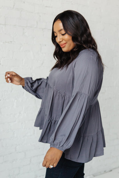 Hazel Blues® | Sassy Swing Top in Charcoal