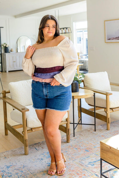 Hazel Blues® |  Shirley Smocked Ruffle Blouse