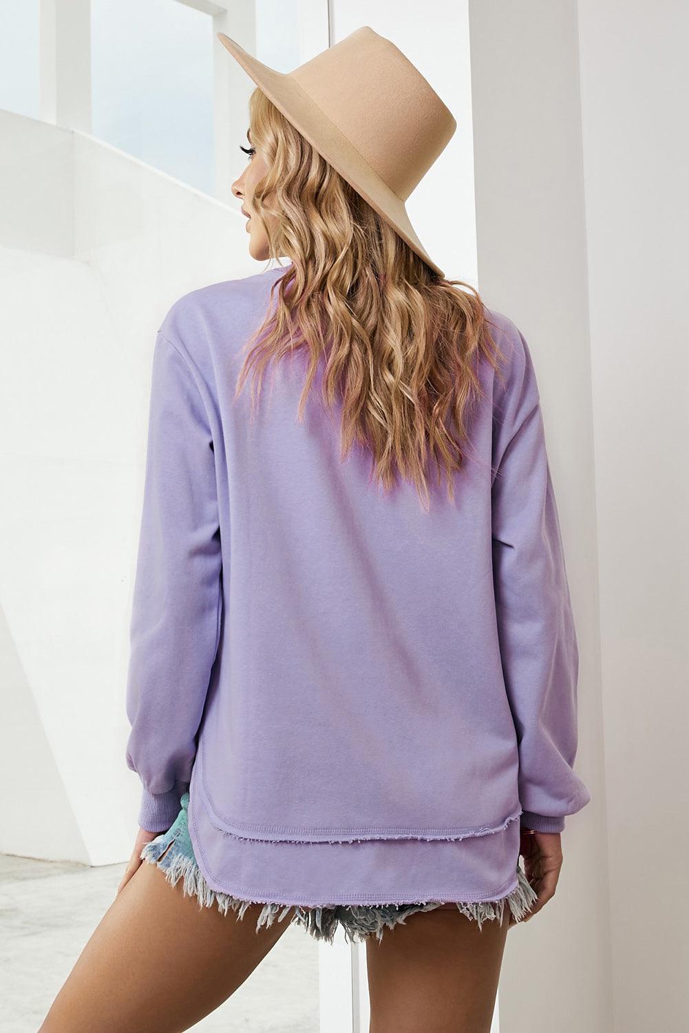 Hazel Blues® | Side Slit Drop Shoulder Sweatshirt
