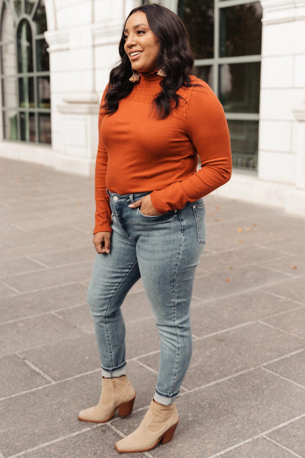 Hazel Blues® | Stylin Girl Turtleneck in Rust