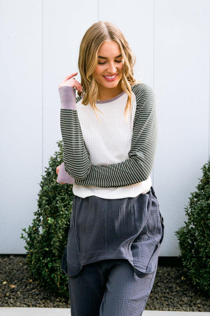 Hazel Blues® | Suave Stripes Raglan Top