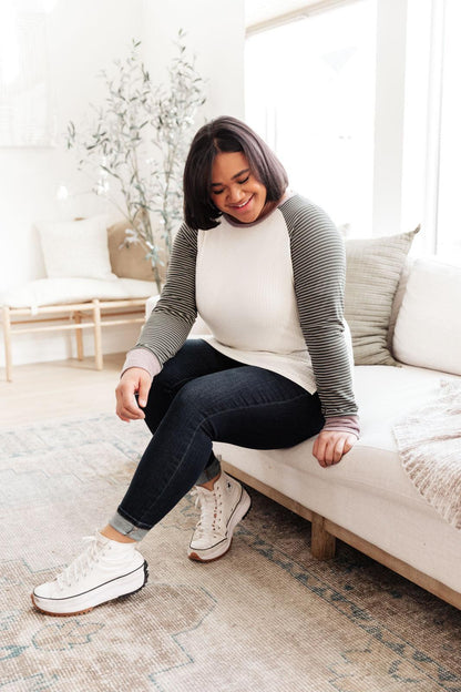 Hazel Blues® | Suave Stripes Raglan Top