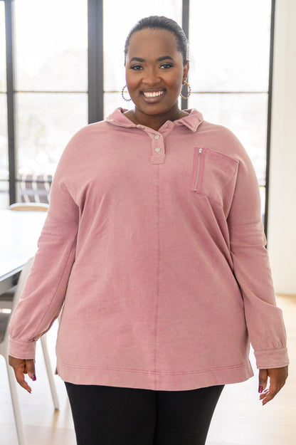 Hazel Blues® | Sweet Crush Collar Pullover in Mauve