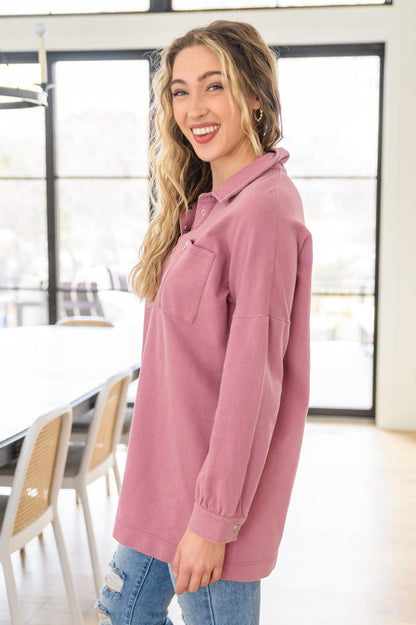 Hazel Blues® | Sweet Crush Collar Pullover in Mauve