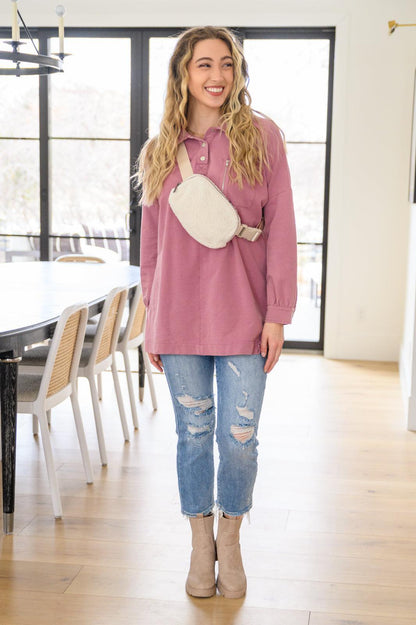 Hazel Blues® | Sweet Crush Collar Pullover in Mauve