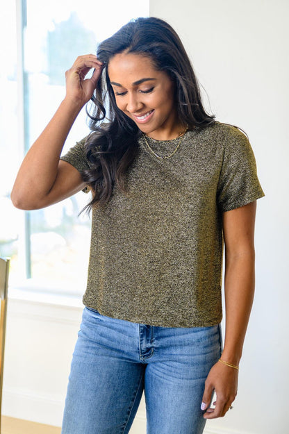 Hazel Blues® | Sweetly Twinkle Short Sleeve Knit Top In Black