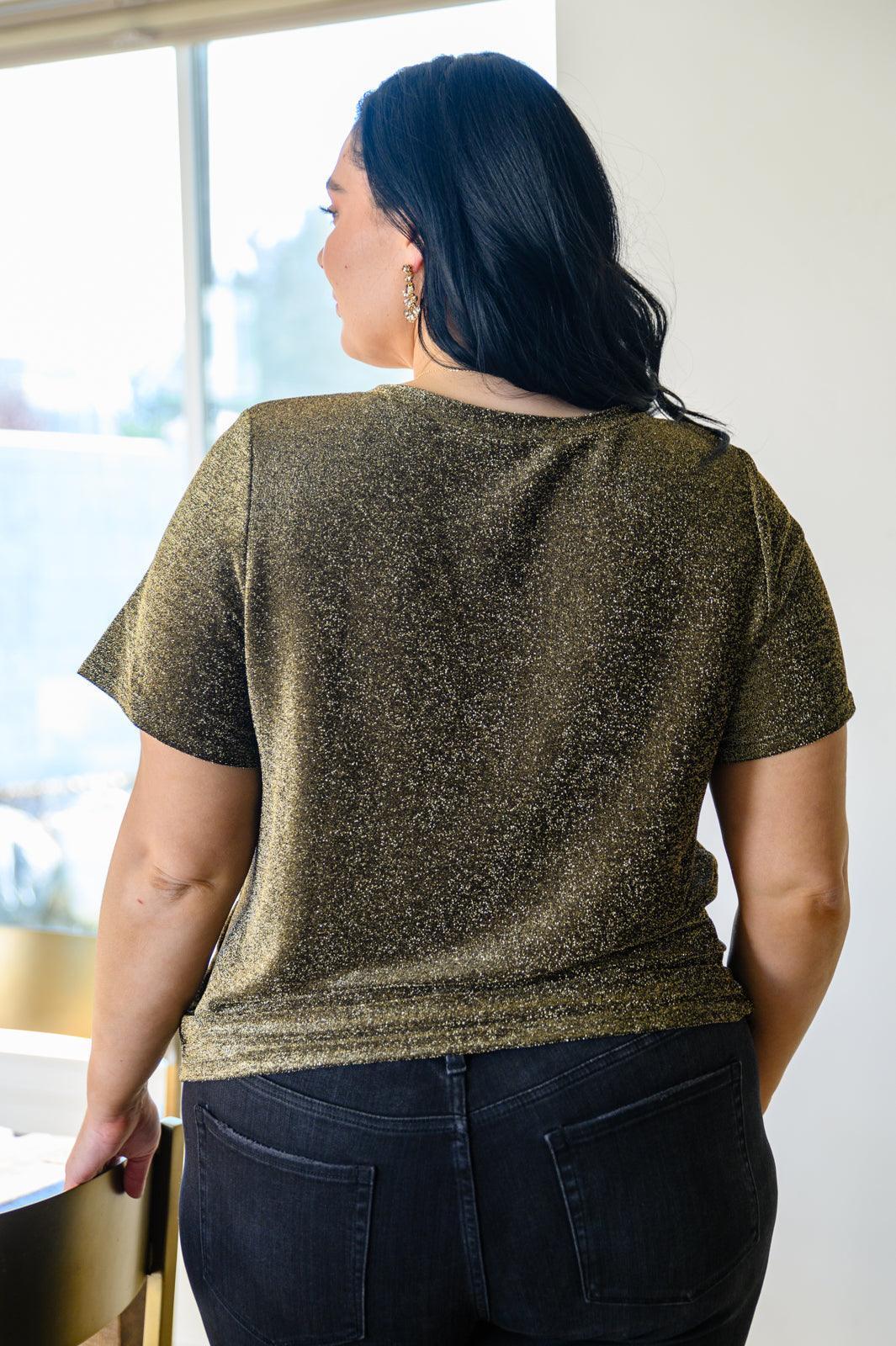 Hazel Blues® | Sweetly Twinkle Short Sleeve Knit Top In Black