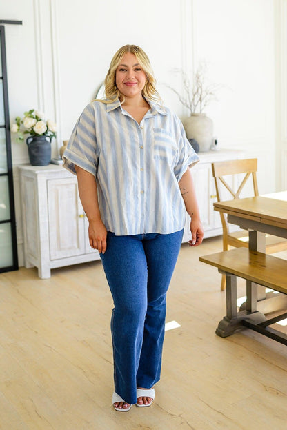 Hazel Blues® |  Tailored to Relax Striped Button Down