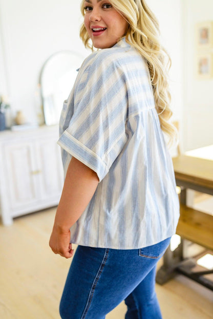 Hazel Blues® |  Tailored to Relax Striped Button Down