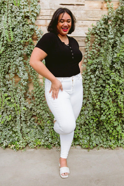 Hazel Blues® | Talia High Waisted White Skinny Jeans
