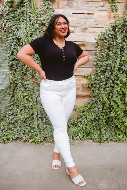 Hazel Blues® | Talia High Waisted White Skinny Jeans
