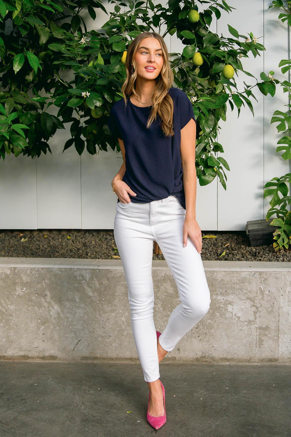 Hazel Blues® | Talia High Waisted White Skinny Jeans