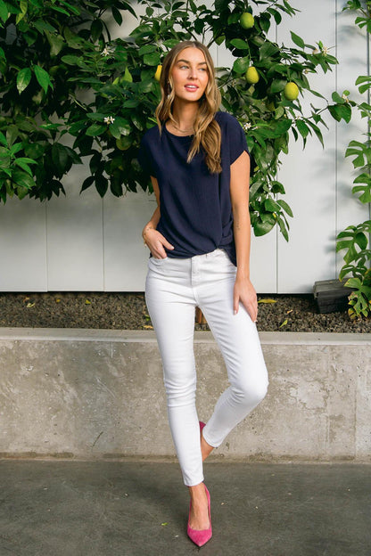 Hazel Blues® | Talia High Waisted White Skinny Jeans