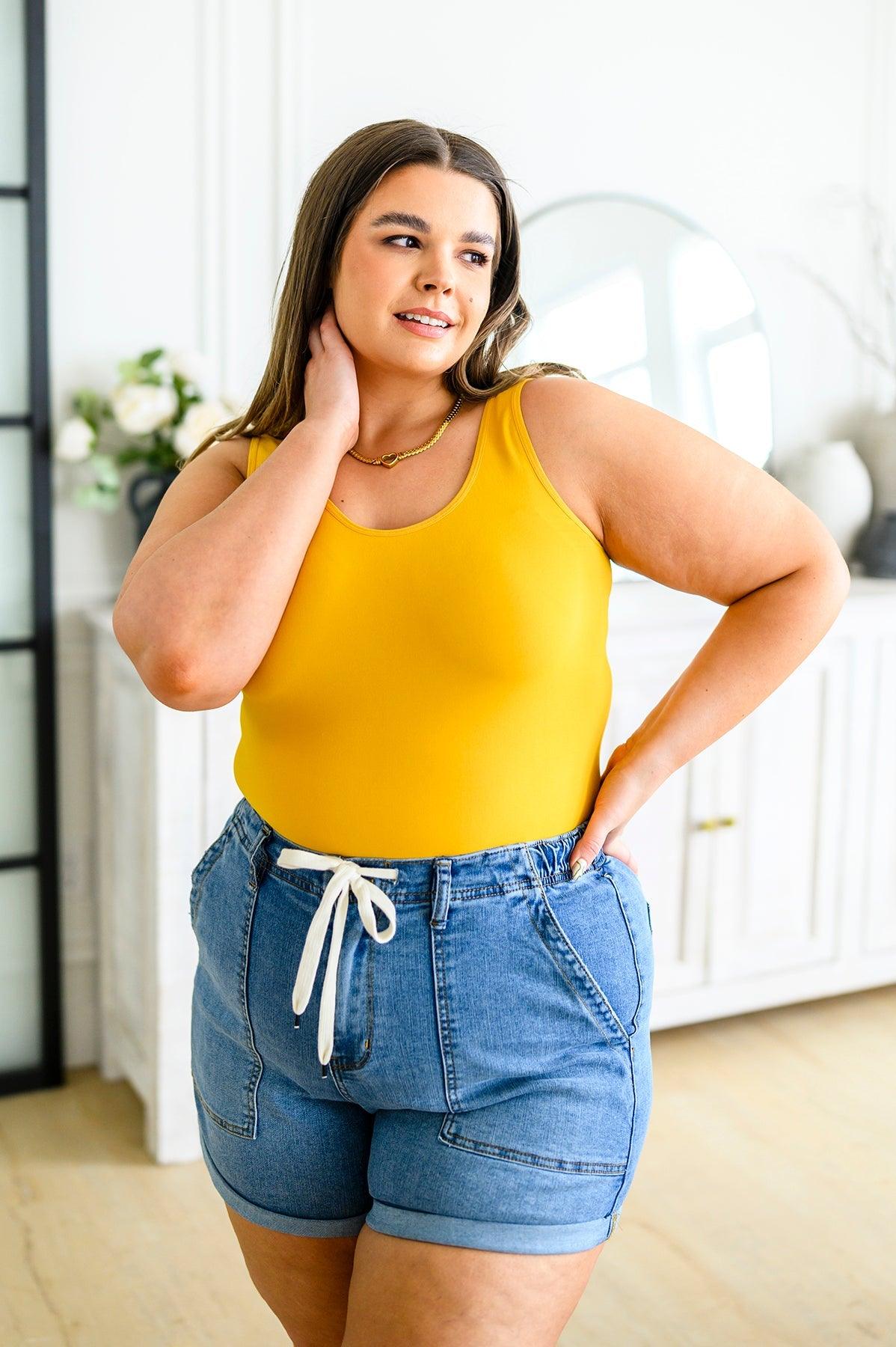 Hazel Blues® |  The Basics Reversible Longline Tank in Mustard