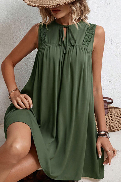 Hazel Blues® | Tied Crochet Detail Cutout Dress