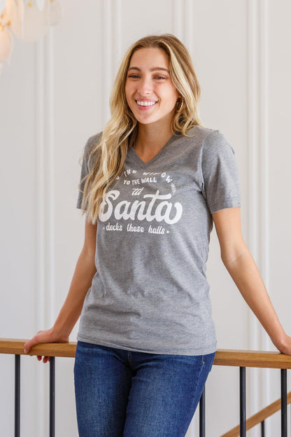Hazel Blues® | To The Window Graphic V Neck Tee In Gray