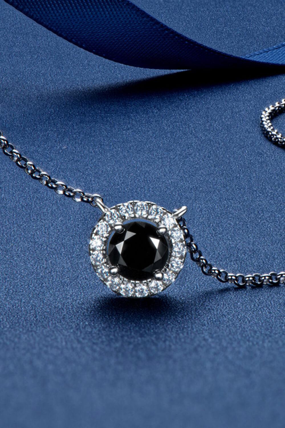 Hazel Blues® | Two-Tone 1 Carat Moissanite Round Pendant Necklace