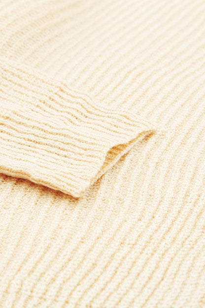 Hazel Blues® | Zipper V-Neck Dropped Sleeve Hooded Solid Sweater