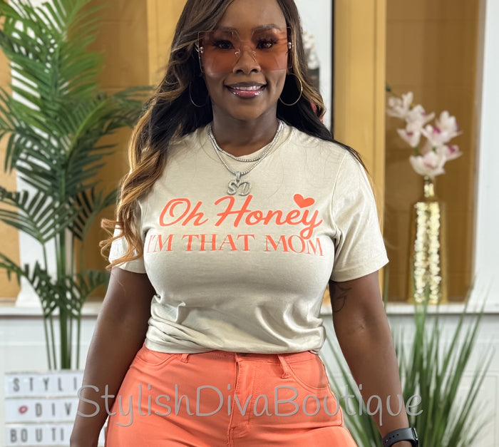 I Am That Mom Graphic Tee (Coral Print)