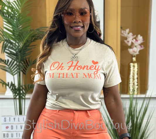 I Am That Mom Graphic Tee (Coral Print)
