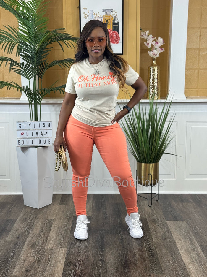 I Am That Mom Graphic Tee (Coral Print)