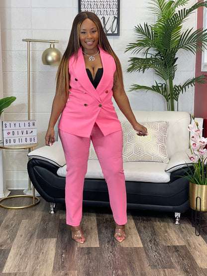 You Better Work Double Breasted Vest (Pink)