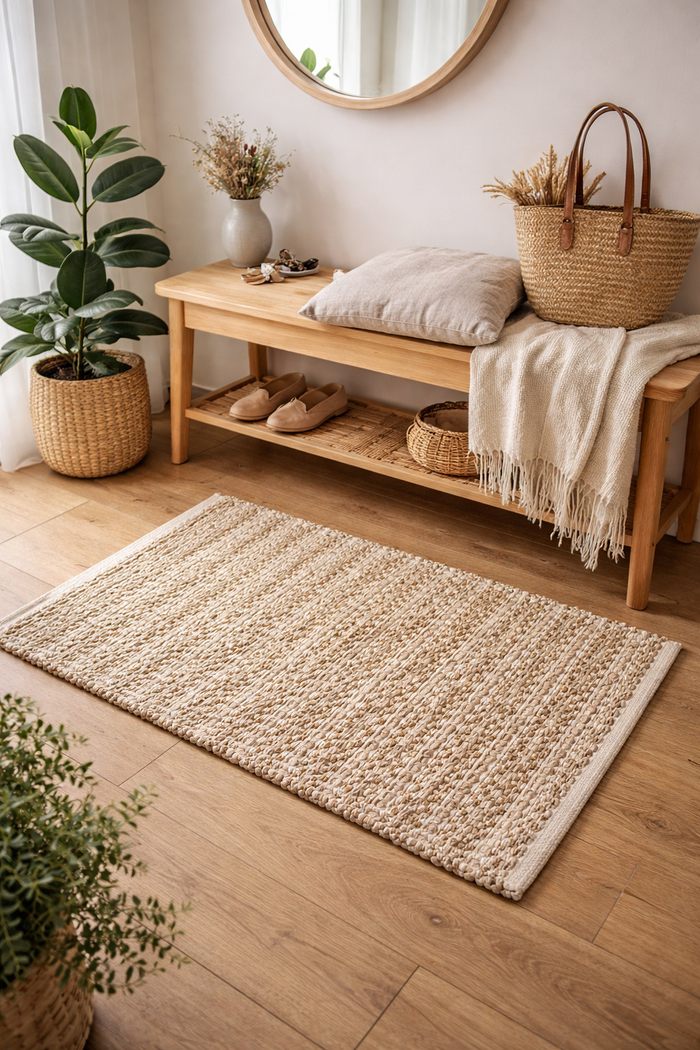 IMATRA - Tapis rectangulaire en coton avec motifs marrons 90 x 60 cm
