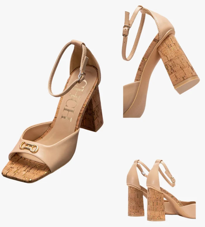 Initial Detail Block Heel Mule Sandals