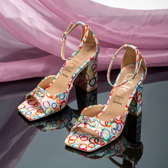 Initial Detail Block Heel Mule Sandals