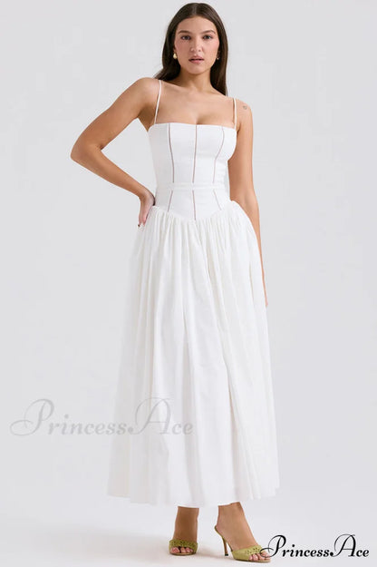Isabella White Stylish Cotton Sundress