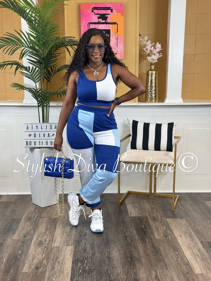 Jeri Colorblock Jogger Set (Shades of Blue)