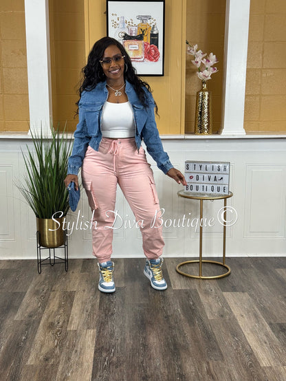 Kima Cargo Joggers (Blush Pink)