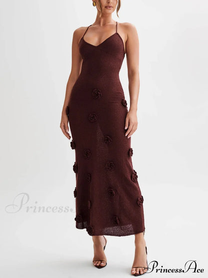 Knitted Floral Stylish Midi Dress