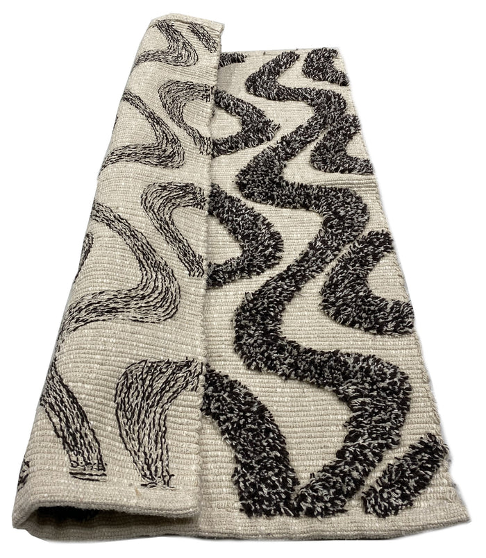 KOUVOLA - Tapis rectangulaire en coton avec motifs marrons et écrus 60 x 90 cm