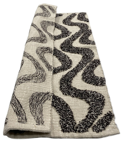 KOUVOLA - Tapis rectangulaire en coton avec motifs marrons et écrus 60 x 90 cm