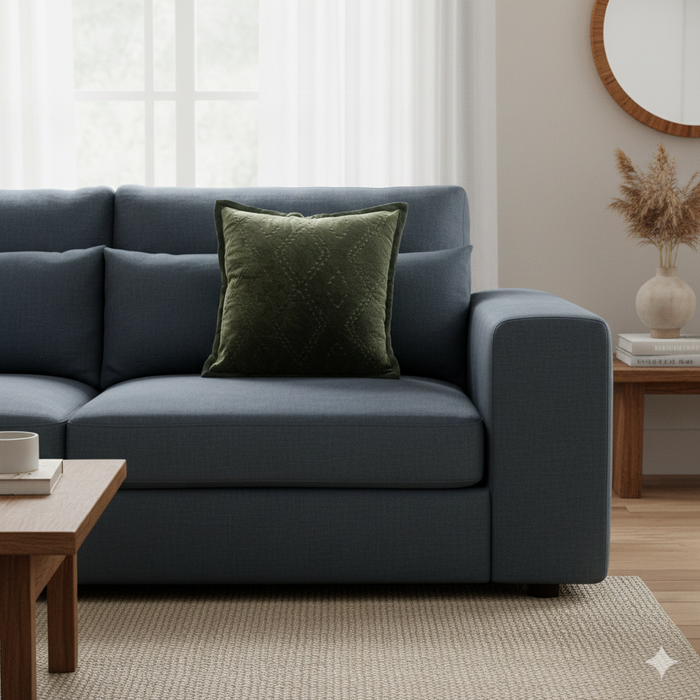 KVALOYA - Coussin en coton velours vert OEKO-TEX® 45 x 45
