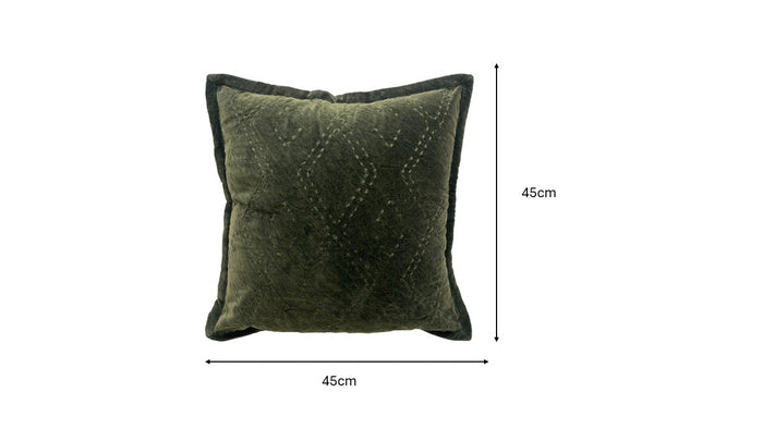 KVALOYA - Coussin en coton velours vert OEKO-TEX® 45 x 45