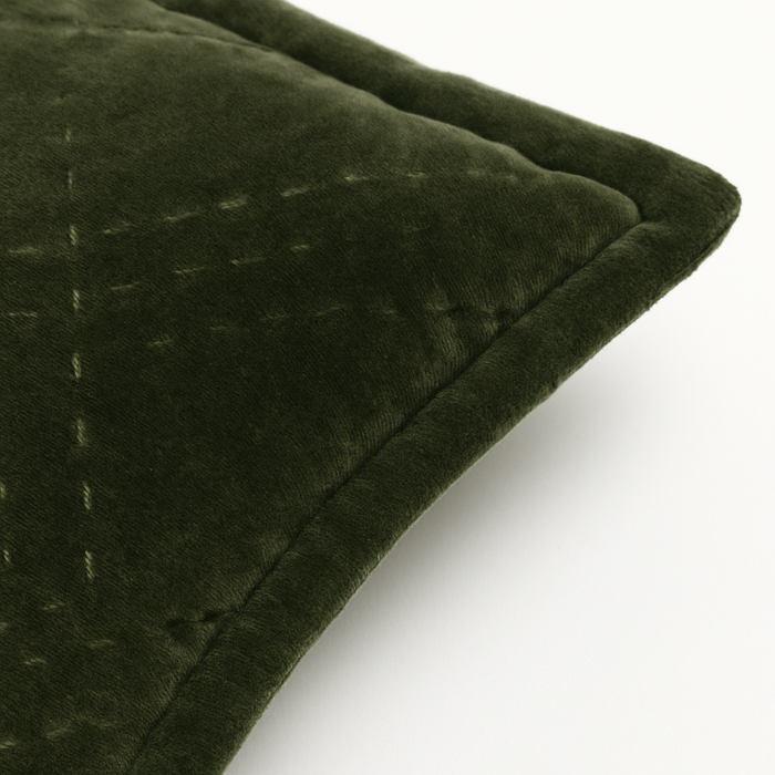 KVALOYA - Coussin en coton velours vert OEKO-TEX® 45 x 45